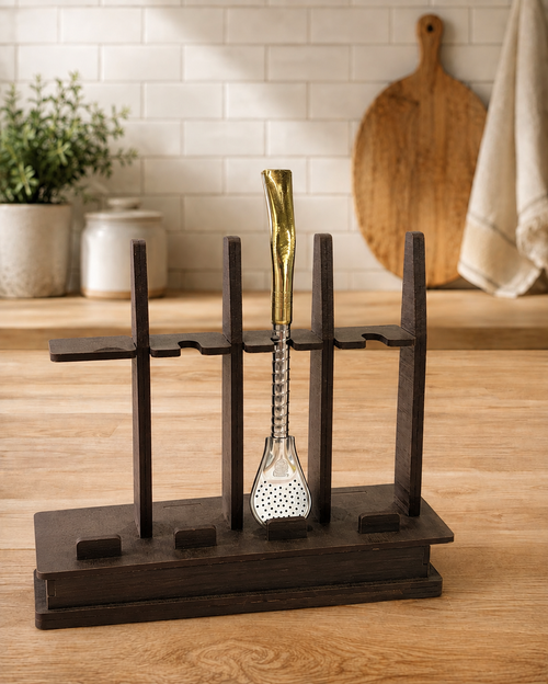 Bombilla Cincelado Acero Y Bronce